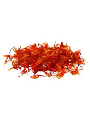 Scattered bright orange-red safflower petals